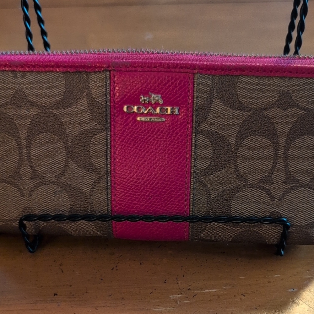 Coach Brown and Pink Clutch